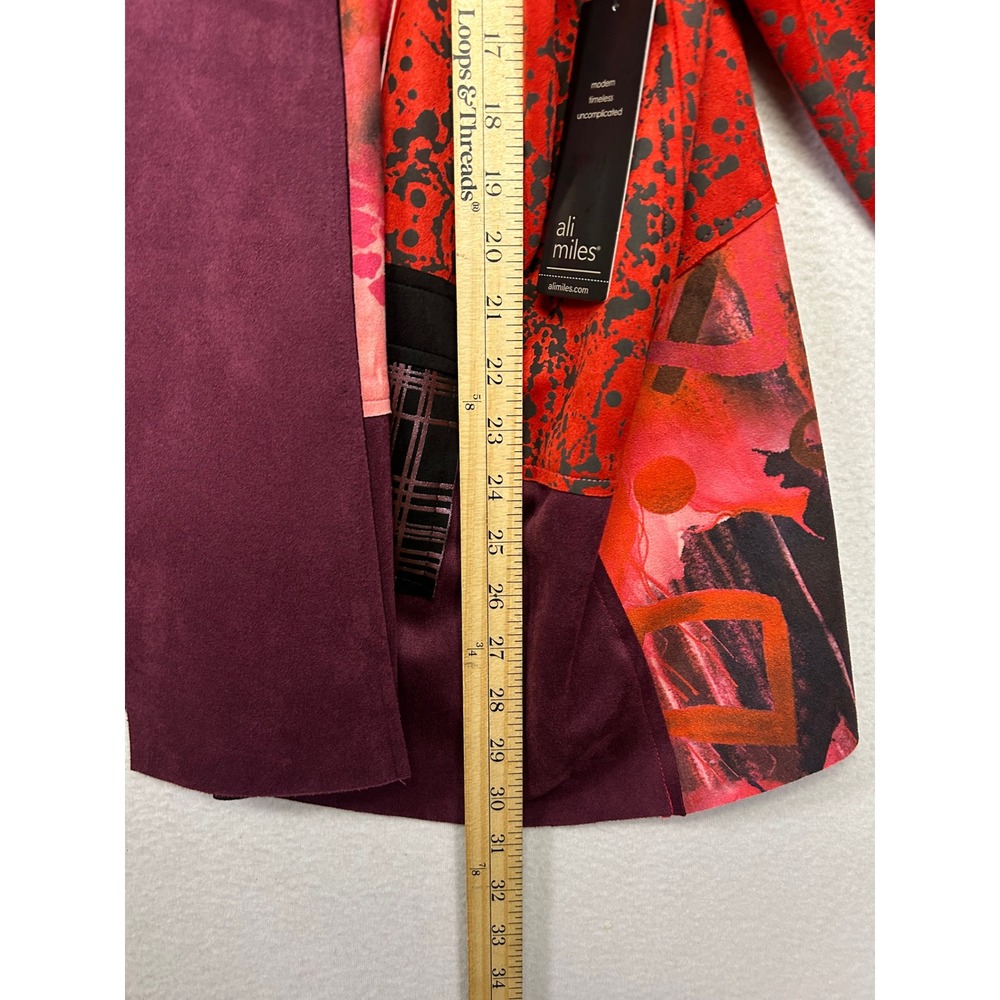 Artistic Lagenlook Ali Miles Womens 3X Red Mixed Print Open Front Jacket Travel - Picture 8 of 11
